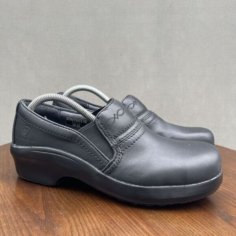Ariat Clog Shoes Women's 10B Black Leather Expert Safety Composite Toe 10011976 - Picture 4 of 16
